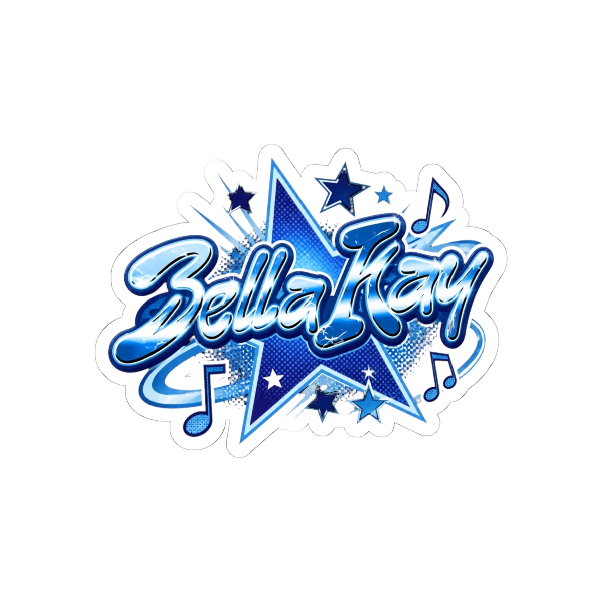Blue Vintage Style Pop Singer - Bella Kay Sticker - alternate angle 1, merchandise